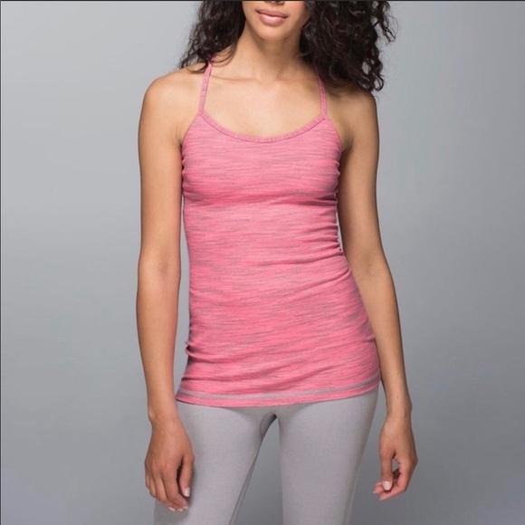 lululemon athletica Tops - Lululemon Power Y Tank Pink Heather Stripe